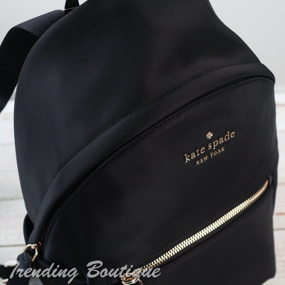 NWT Kate Spade New York Chelsea Medium Nylon Backpack in Black - Picture 10 of 11